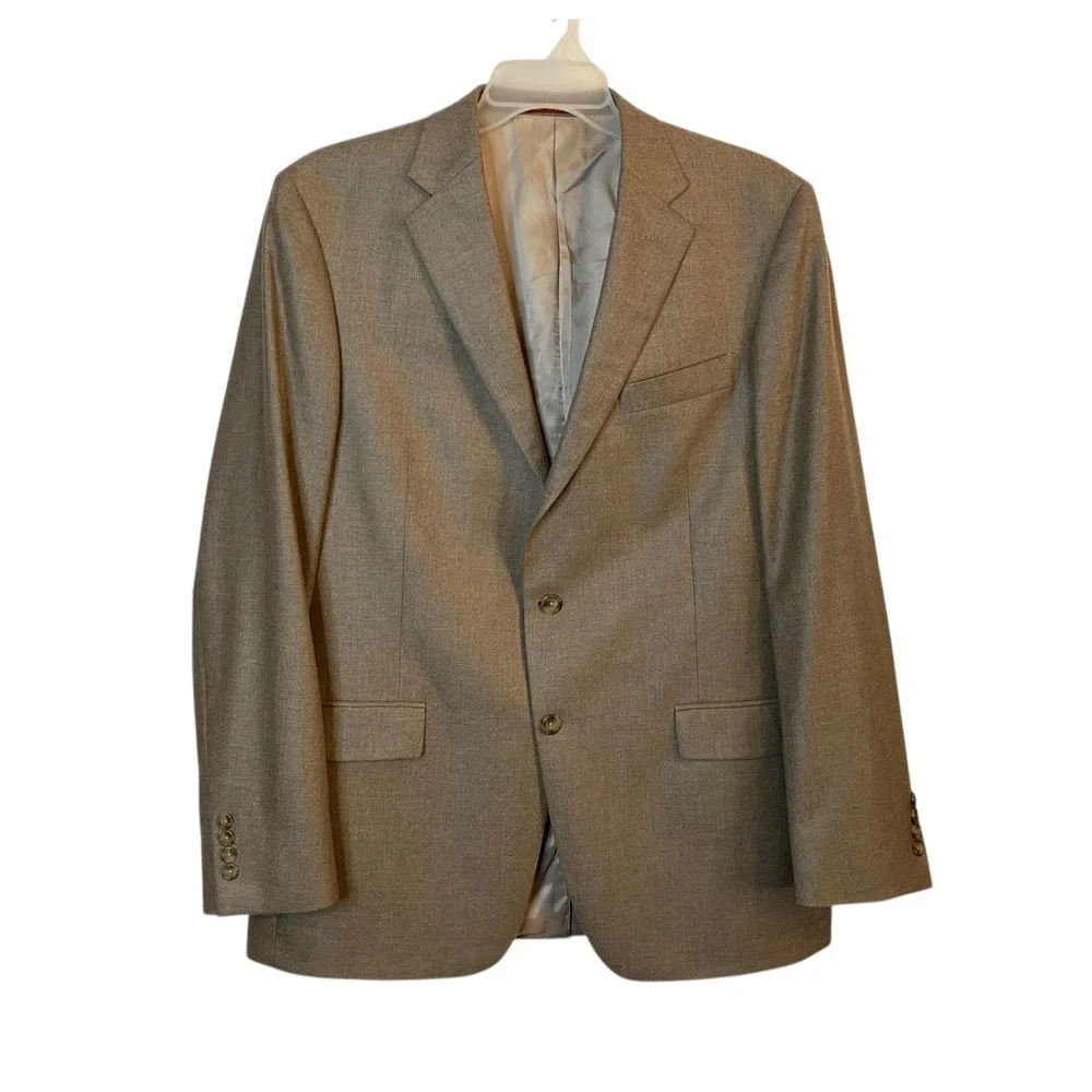 Hart Schaffner Marx Loro Piana Worsted Cashmere Sports Coat Men 44L Blazer Beige